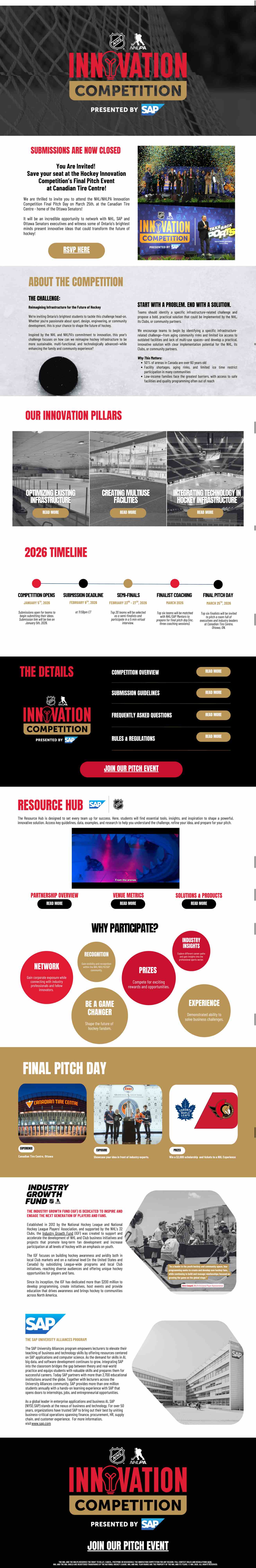 Original NHL Innovation Competition website